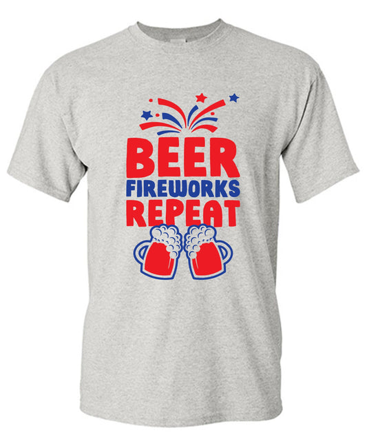 Beer, Firewords, Repeat 4th of July T Shirt